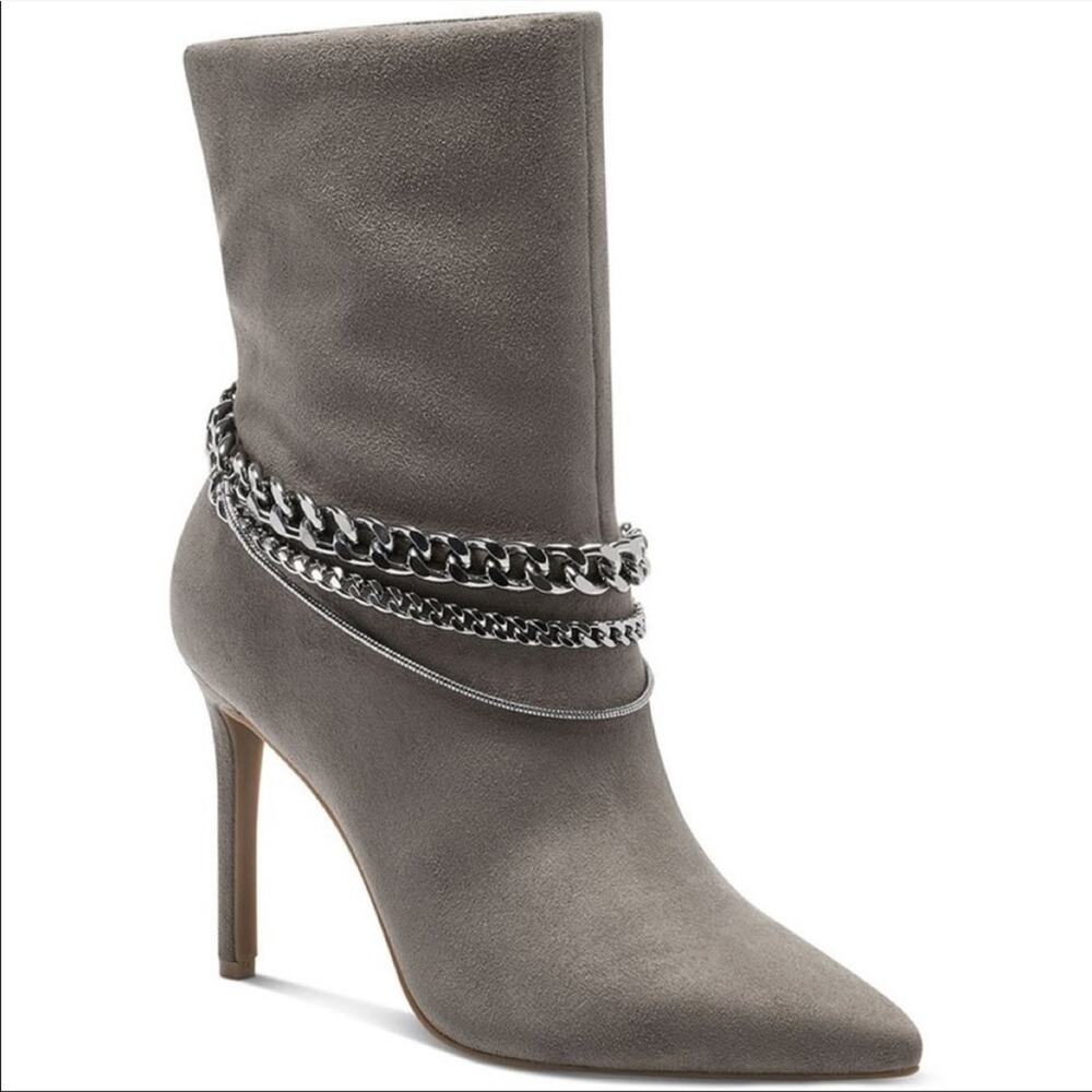 INC International Concepts Women's Taupe Stiletto Reanna Chain Dress Boots sz 5